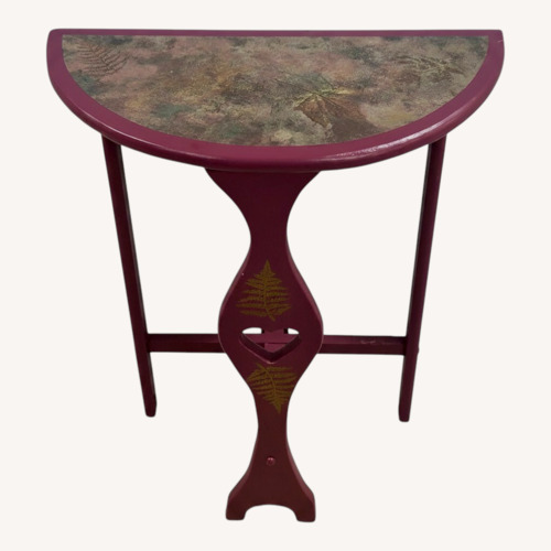Used Painted Demilune Half Moon Accent Table Fern Decor for sale on AptDeco