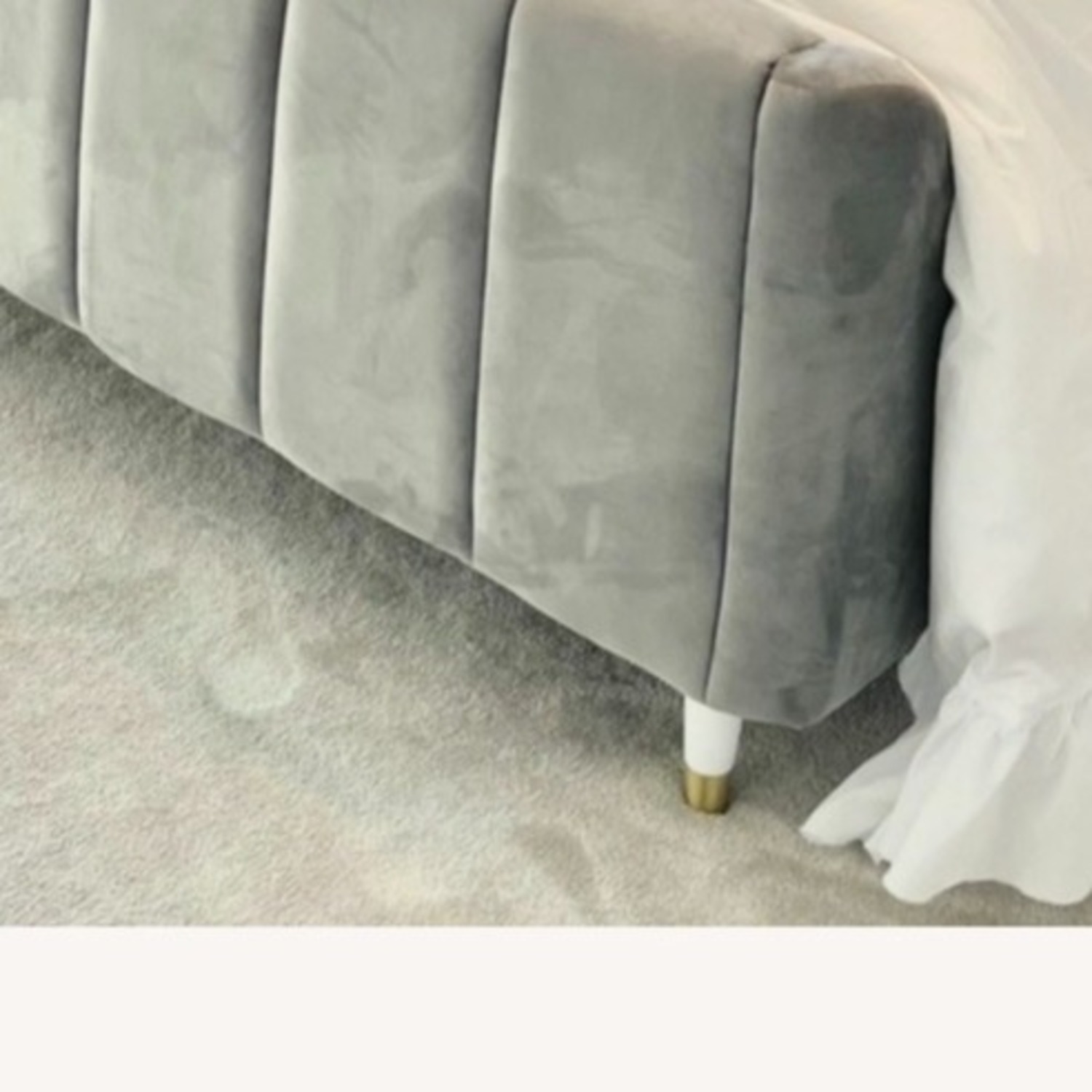 Gray Velvet Modern Full Bed - image-2
