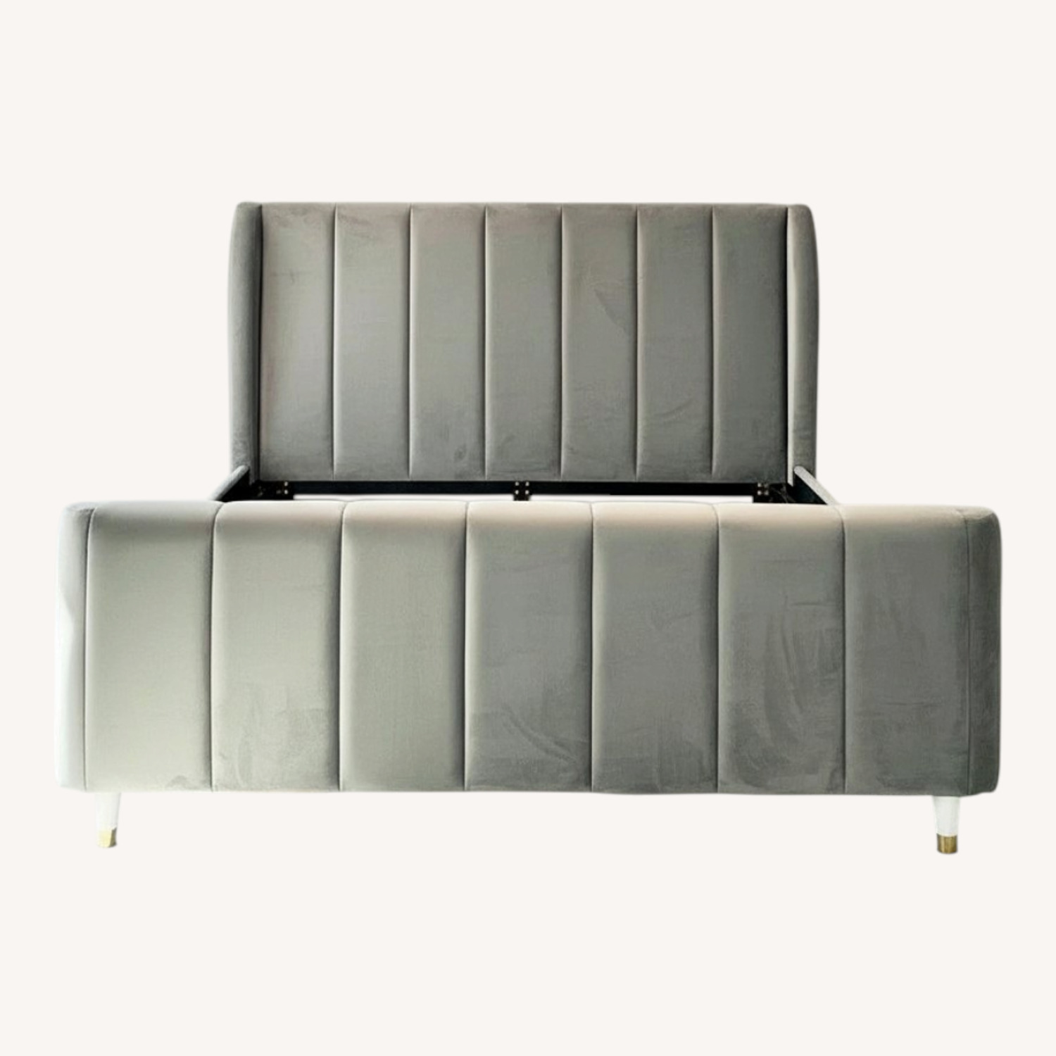 Gray Velvet Modern Full Bed - image-0