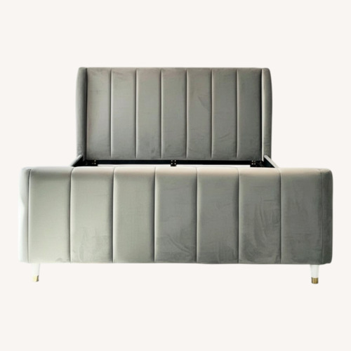 Used Gray Velvet Modern Full Bed for sale on AptDeco