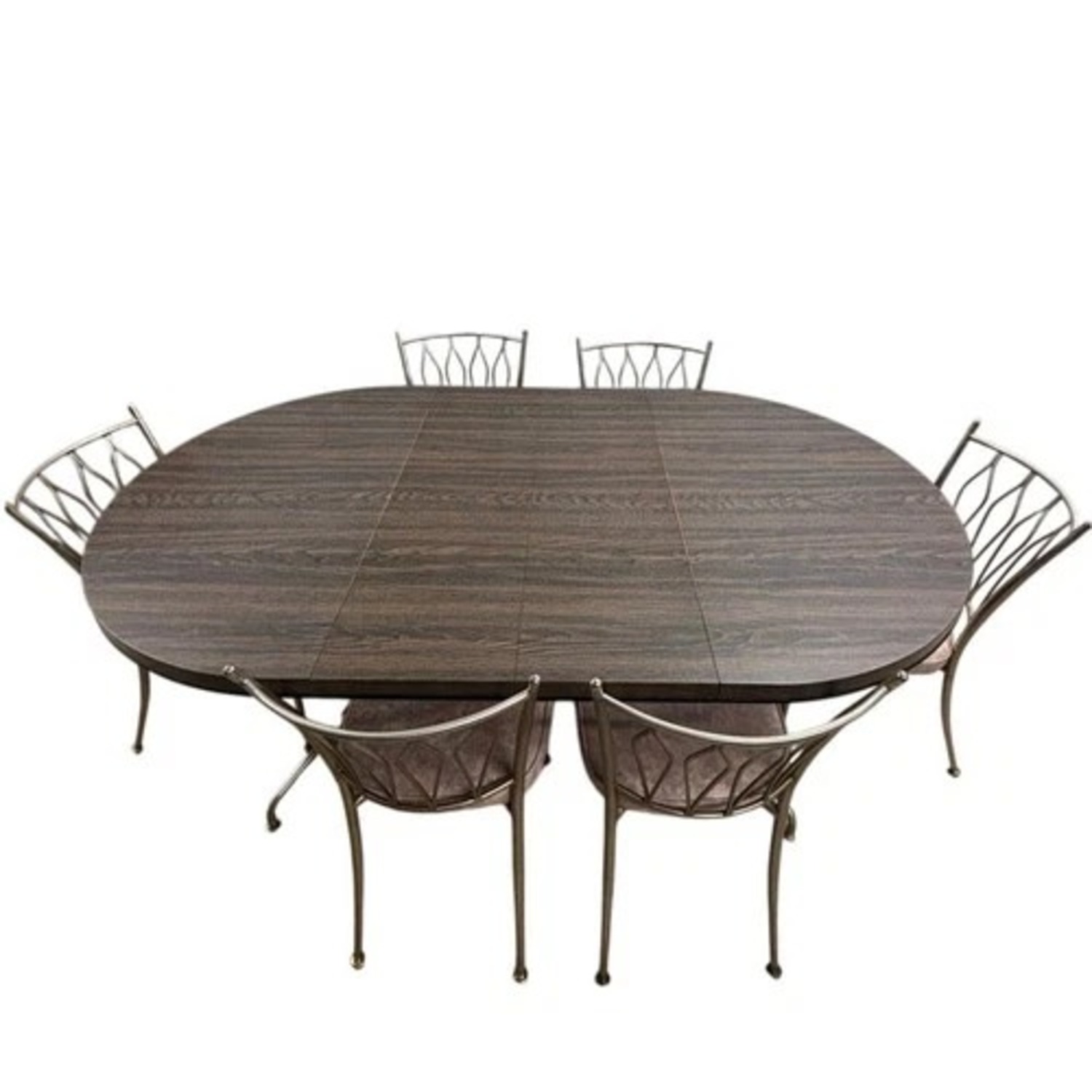 Retro Expandable Dining Table Set 6 Chairs - image-1