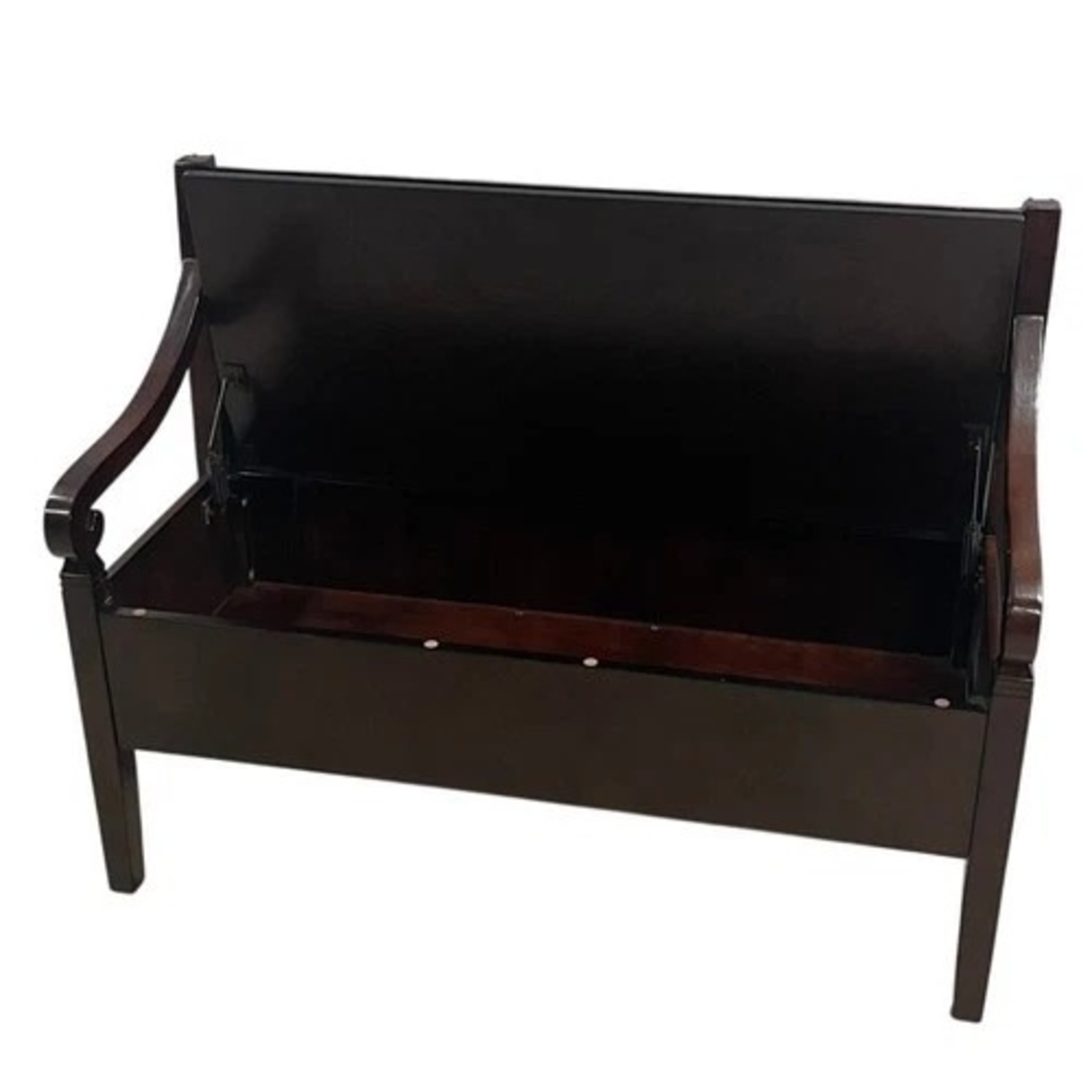 Dark Brown Lift Top Storage Bench with Arms - image-7