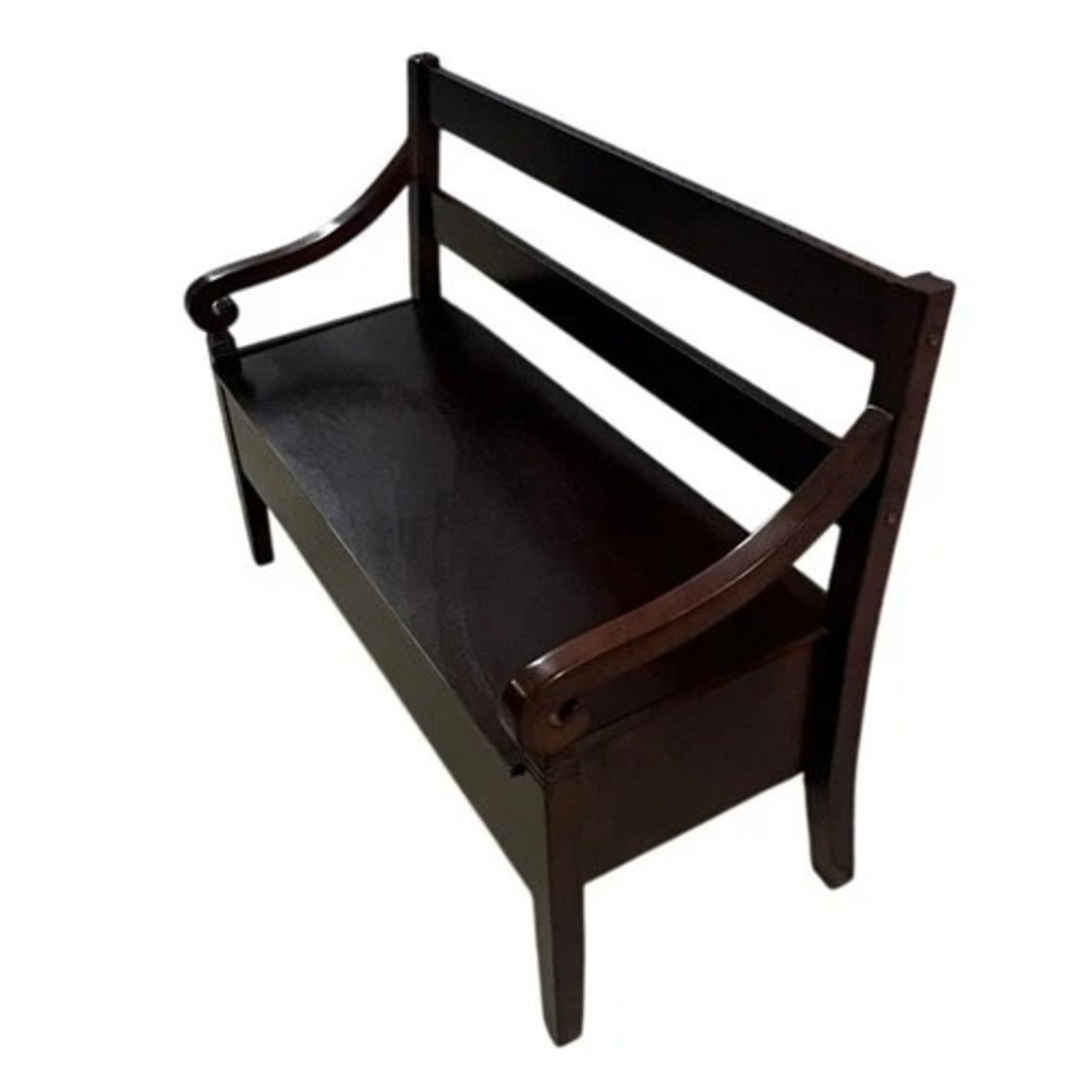 Dark Brown Lift Top Storage Bench with Arms - image-10