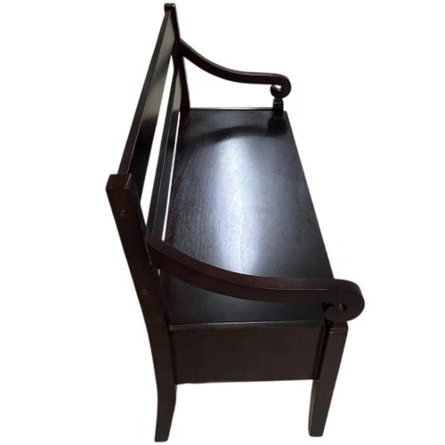 Dark Brown Lift Top Storage Bench with Arms - image-15