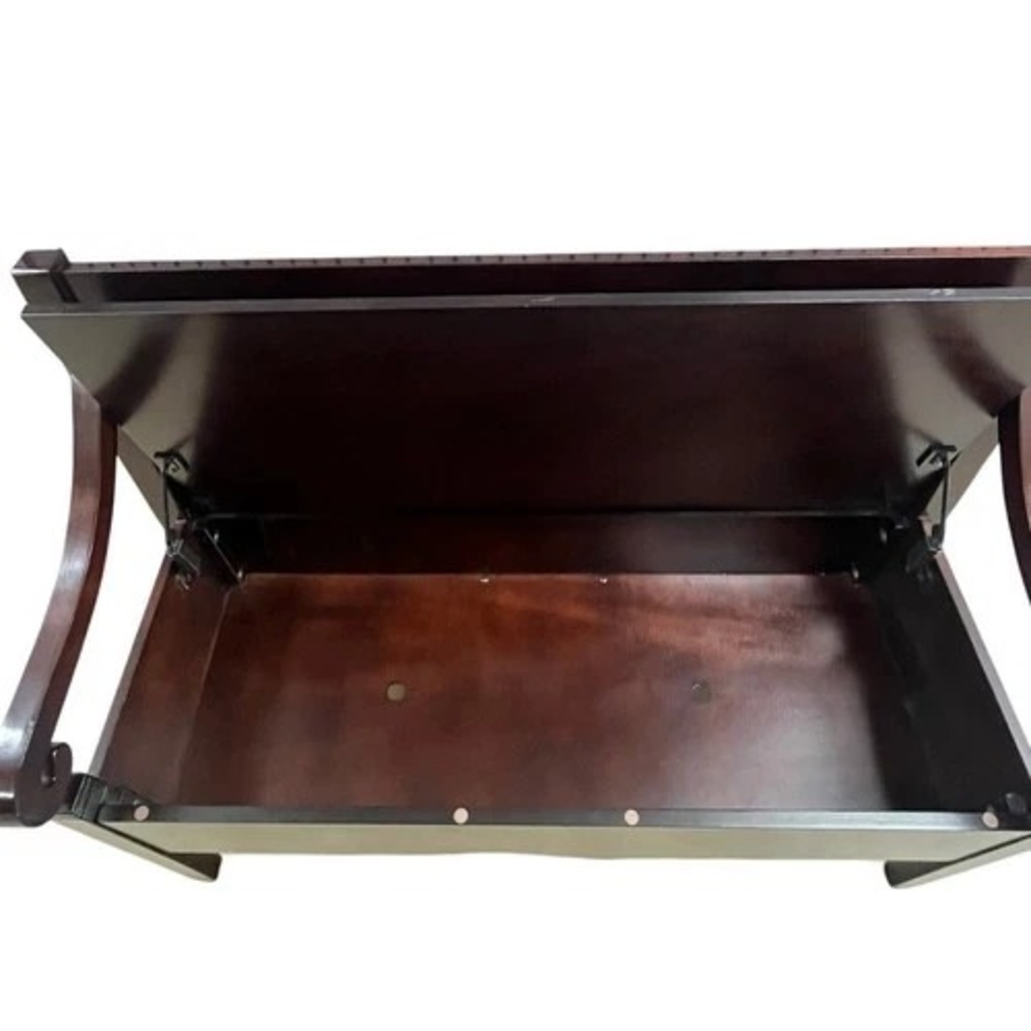 Dark Brown Lift Top Storage Bench with Arms - image-9