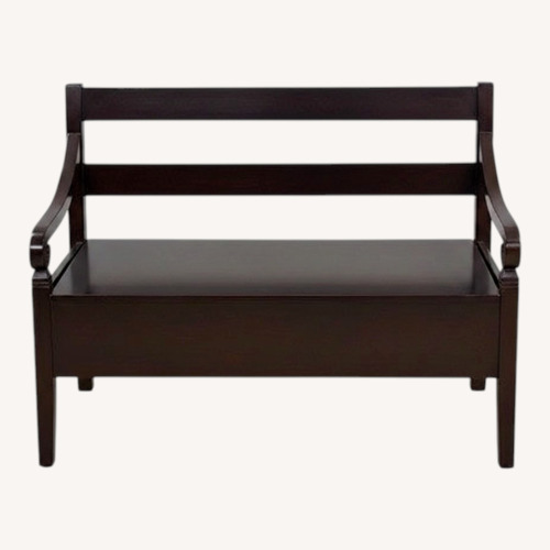 Used Dark Brown Lift Top Storage Bench with Arms for sale on AptDeco