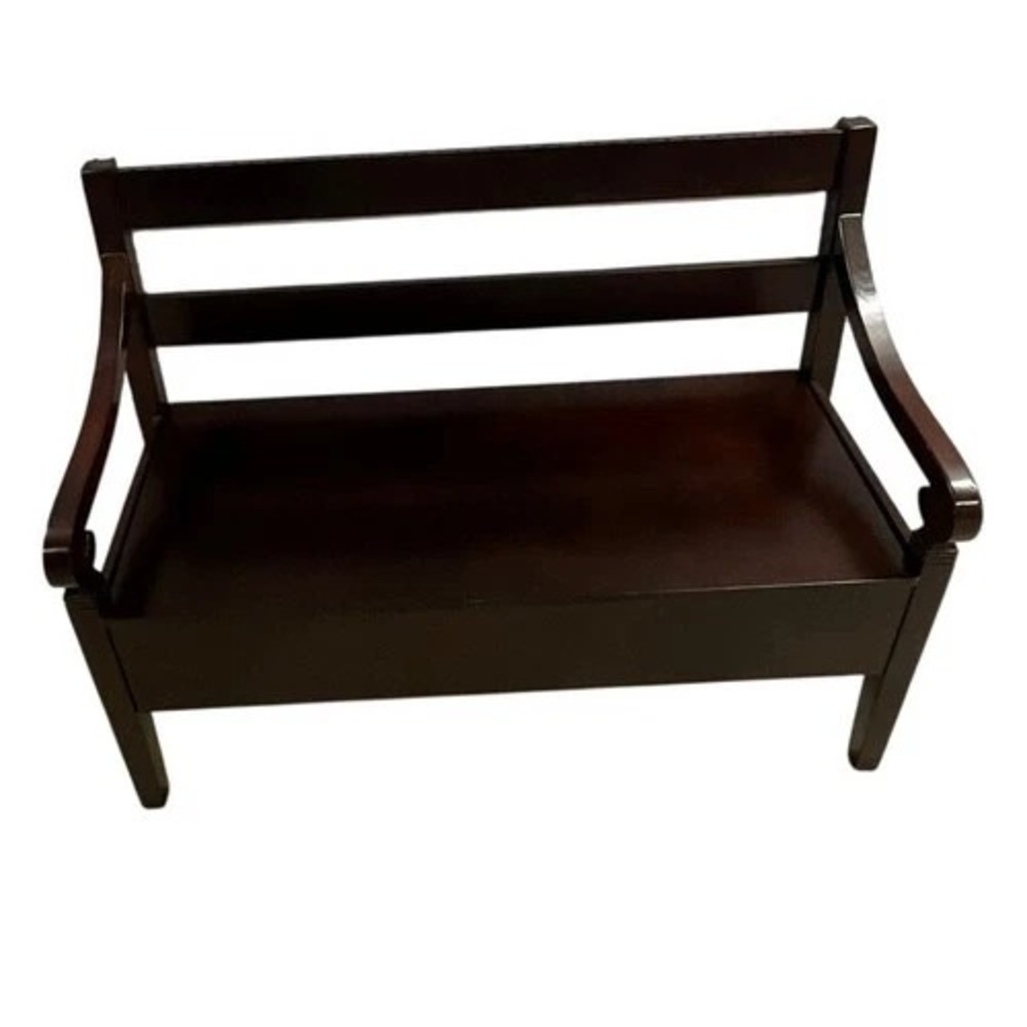 Dark Brown Lift Top Storage Bench with Arms - image-6