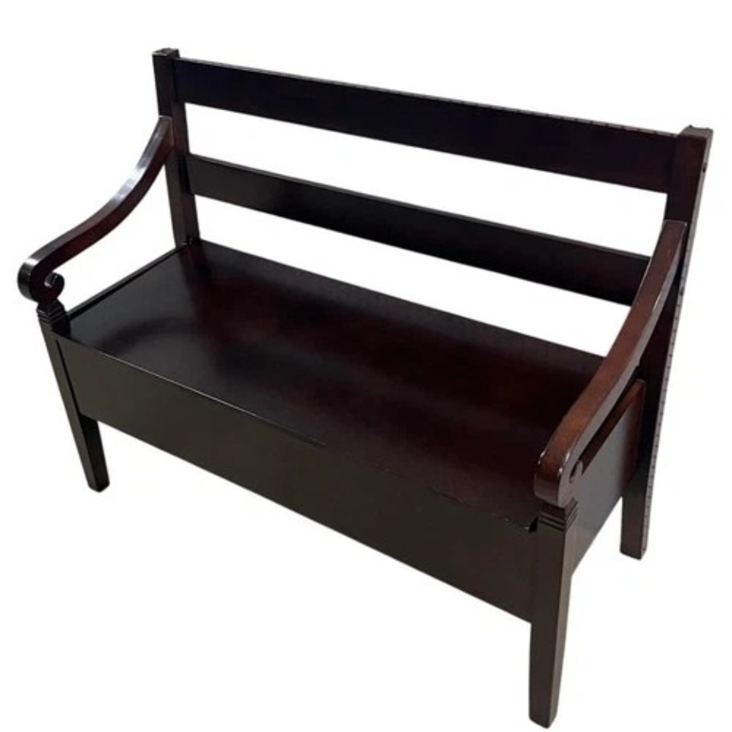 Dark Brown Lift Top Storage Bench with Arms - image-4