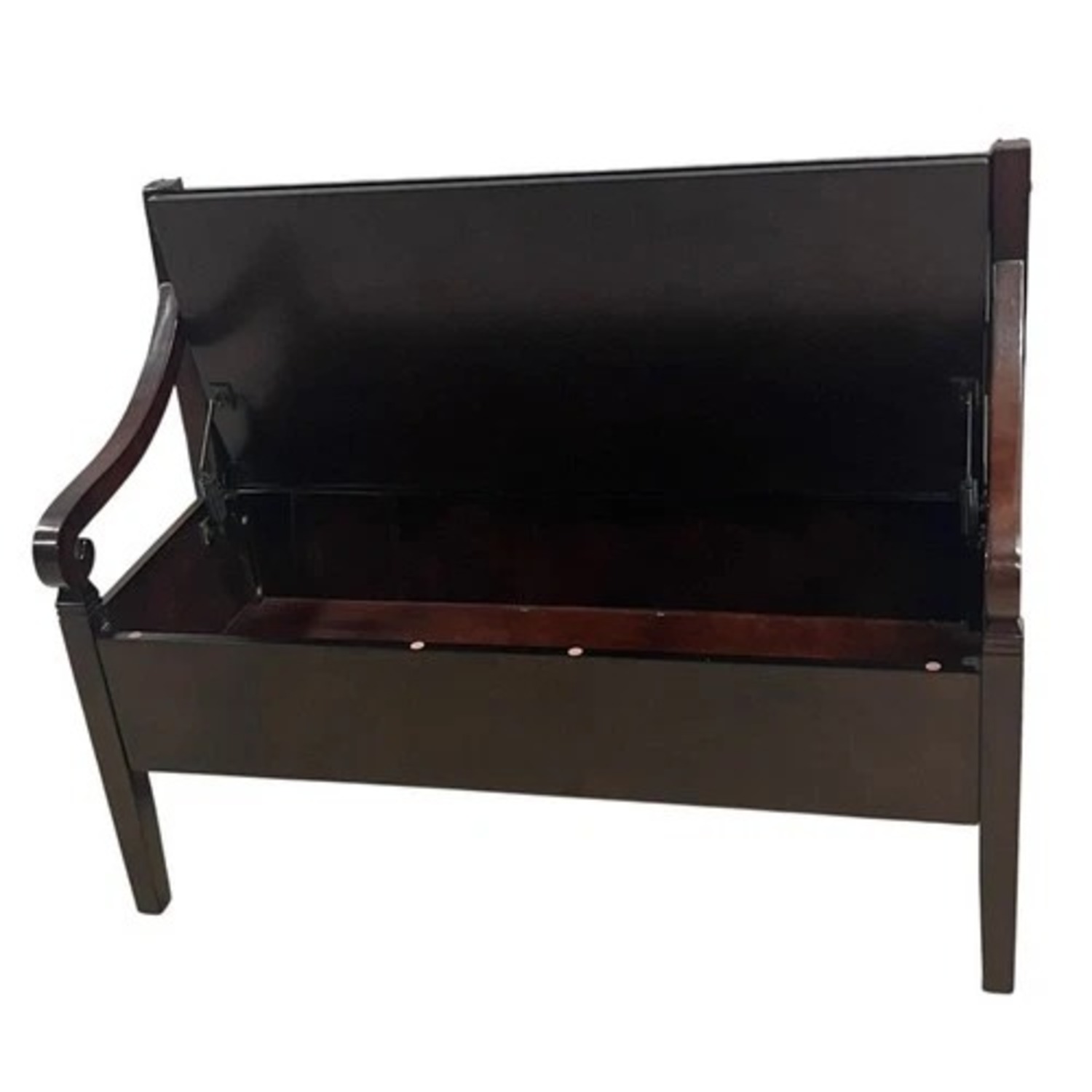 Dark Brown Lift Top Storage Bench with Arms - image-3