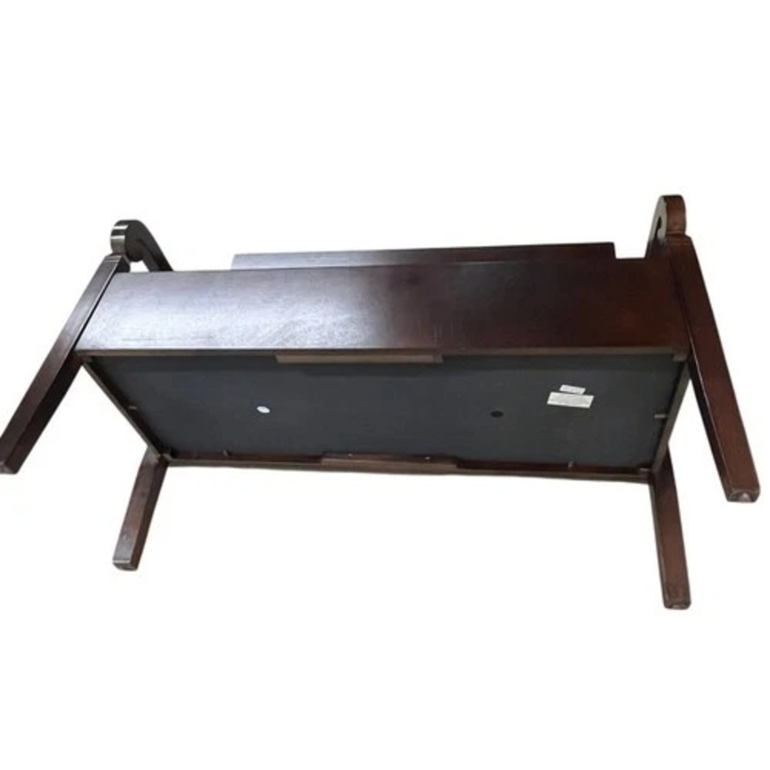 Dark Brown Lift Top Storage Bench with Arms - image-16