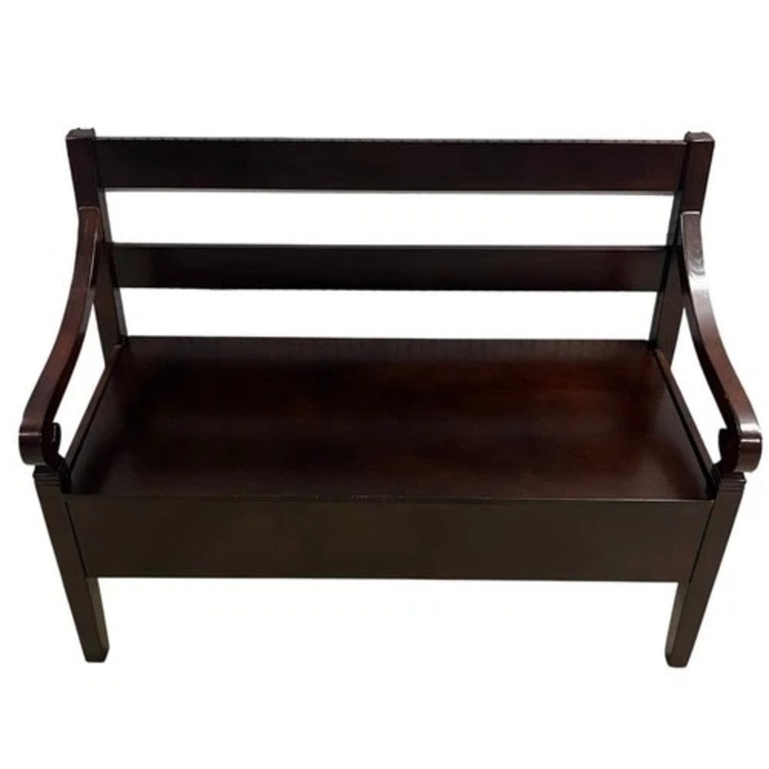 Dark Brown Lift Top Storage Bench with Arms - image-2