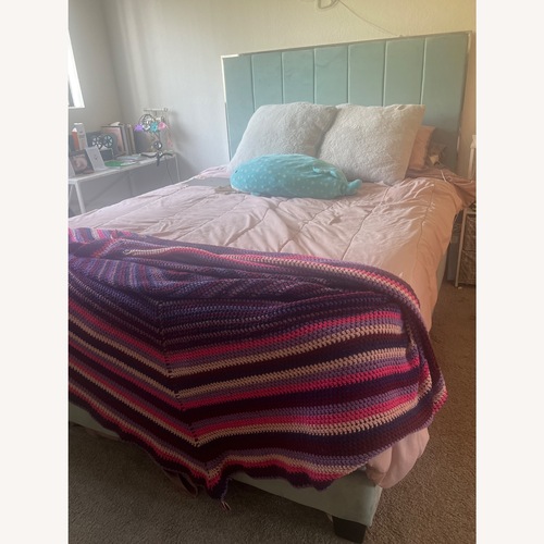 Used Overstock Velvet Queen Bed for sale on AptDeco