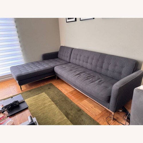 Used Kardiel Blue Fabric 2 Piece Sectional for sale on AptDeco