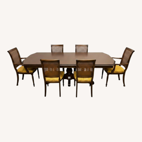 Used Ethan Allen Dining Set Table 5 Cane Back Chairs for sale on AptDeco