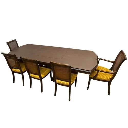 Used Ethan Allen Dining Set Table 5 Cane Back Chairs for sale on AptDeco