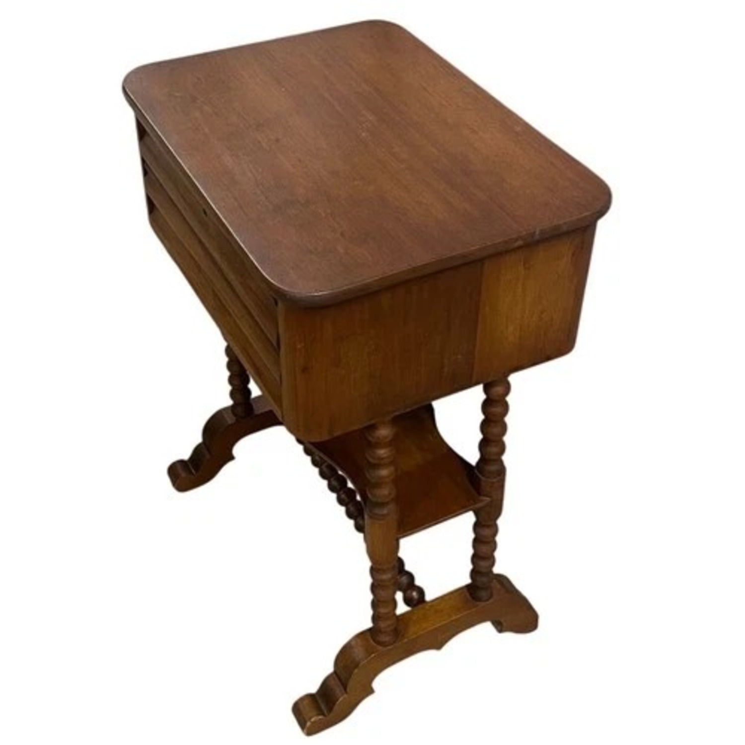 Wood Sewing Work Table 2 Drawers Key Turned Legs - image-3