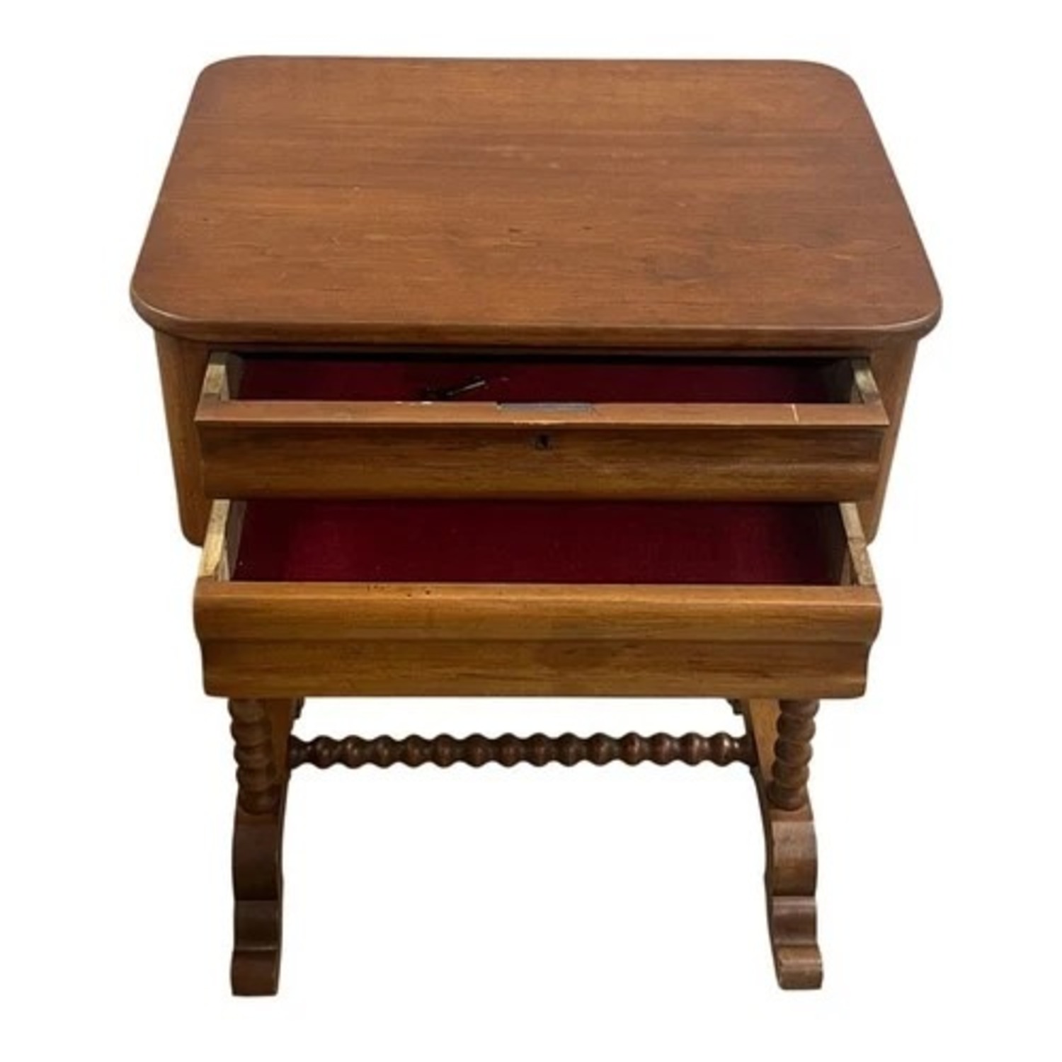 Wood Sewing Work Table 2 Drawers Key Turned Legs - image-8
