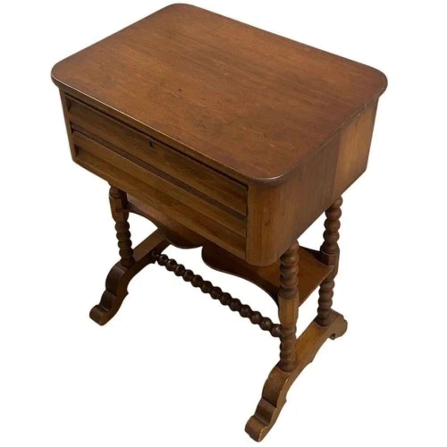 Wood Sewing Work Table 2 Drawers Key Turned Legs - image-5