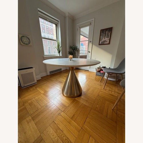 Used Marble and Brass Round Dining Table for sale on AptDeco