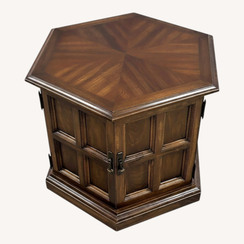 Used Ethan Allen Hexagon Cabinet End Table Wood for sale on AptDeco
