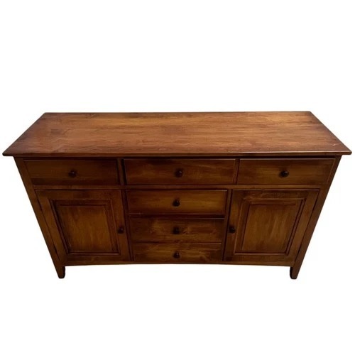 Used Wood Sideboard Buffet Credenza 6 Drawer 2 Door for sale on AptDeco