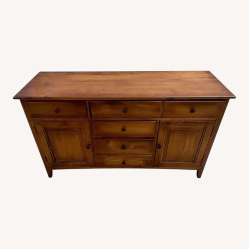 Used Wood Sideboard Buffet Credenza 6 Drawer 2 Door for sale on AptDeco