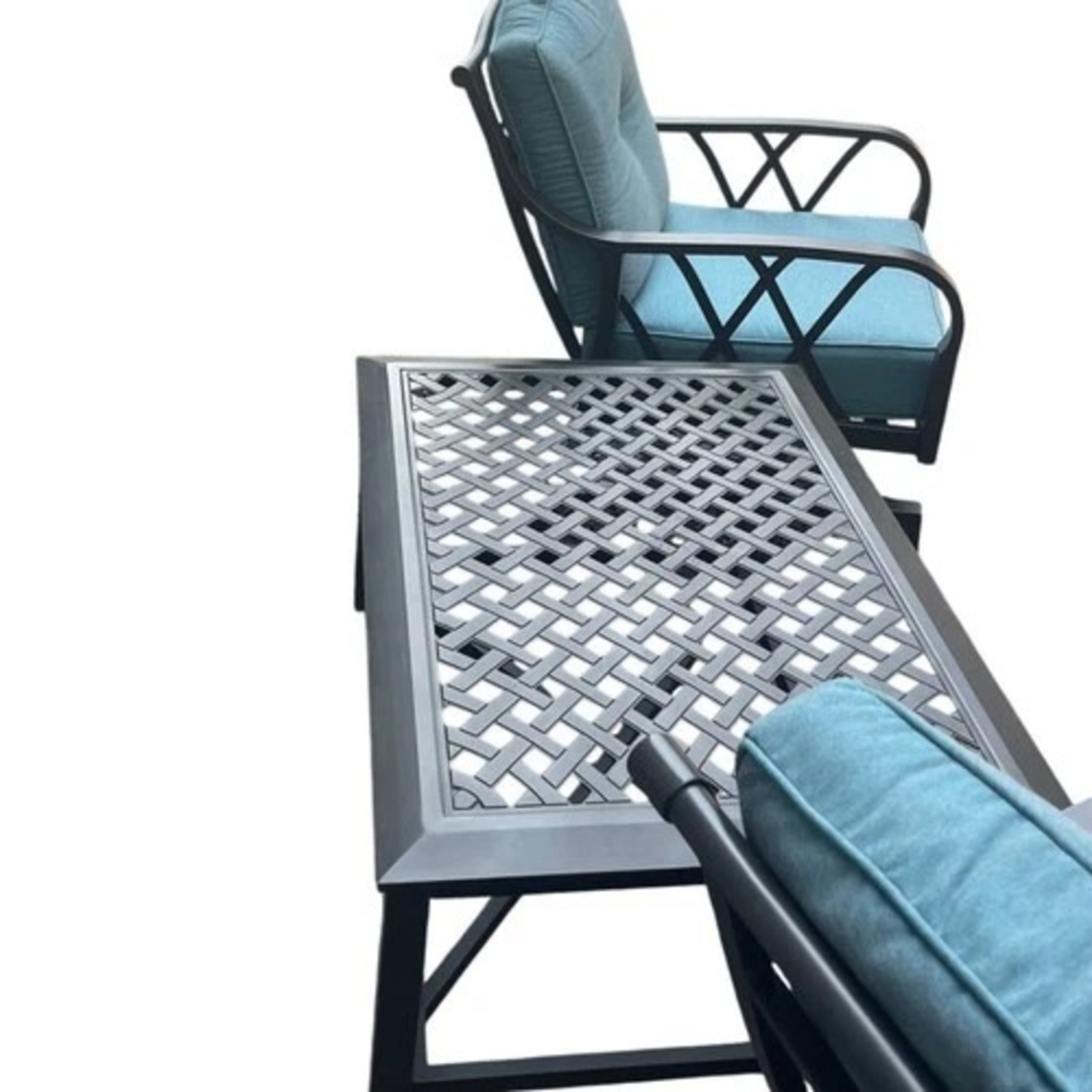 3 Piece Patio Set Blue Sunbrella Cushions Table - image-8