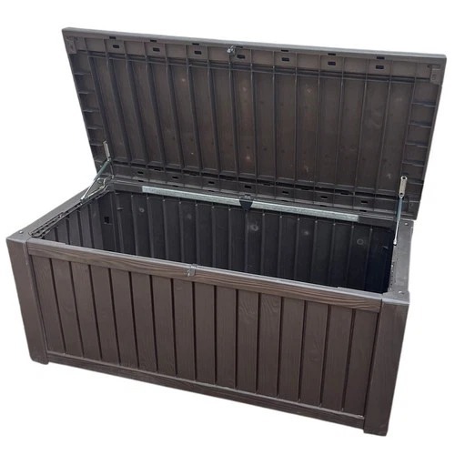 Used Keter Brown Outdoor Storage Bench Deck Box for sale on AptDeco