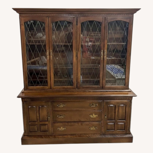 Used Ethan Allen Classic Manor Maple China Cabinet for sale on AptDeco