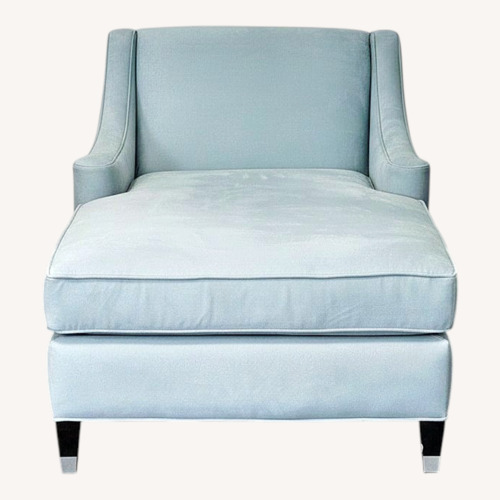 Used Light Blue Velvet Chaise Lounge Chair  for sale on AptDeco