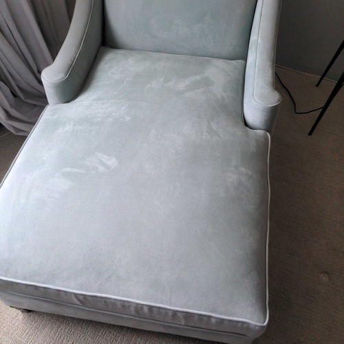Used Light Blue Velvet Chaise Lounge Chair  for sale on AptDeco