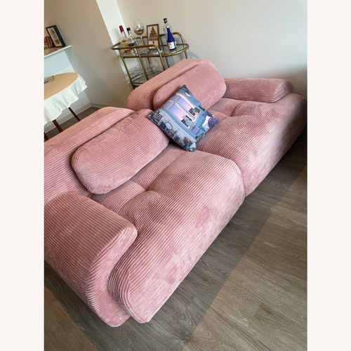 Used Pink Modular Corduroy Loveseat for sale on AptDeco