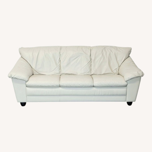 Used Italian Made 3-Seat Cream Leather Sofa for sale on AptDeco