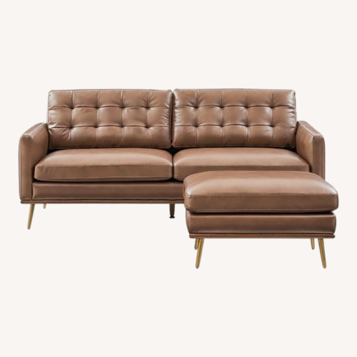 Used Castlery Isaac Cognac Leather Sofa With Ottoman for sale on AptDeco