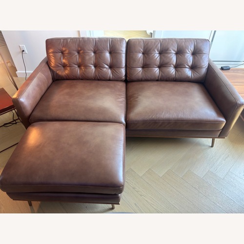 Used Castlery Isaac Cognac Leather Sofa With Ottoman for sale on AptDeco