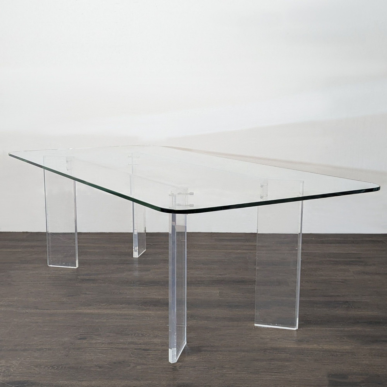 Glass Top Dining Table with Acrylic Legs	 - image-8