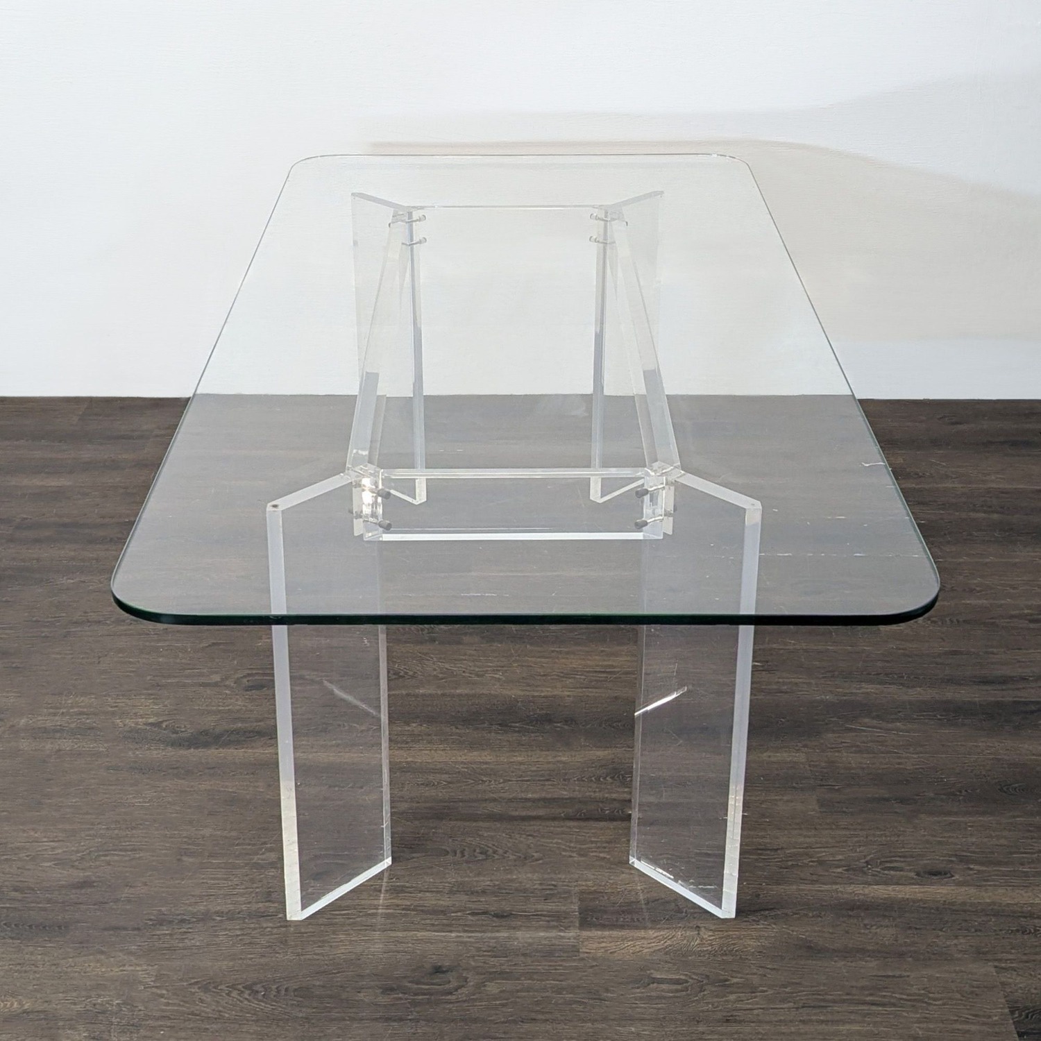 Glass Top Dining Table with Acrylic Legs	 - image-7
