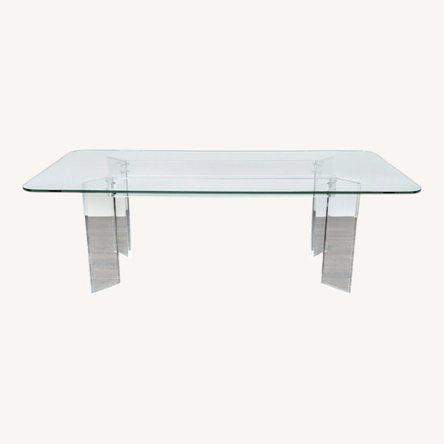 Used Glass Top Dining Table with Acrylic Legs for sale on AptDeco