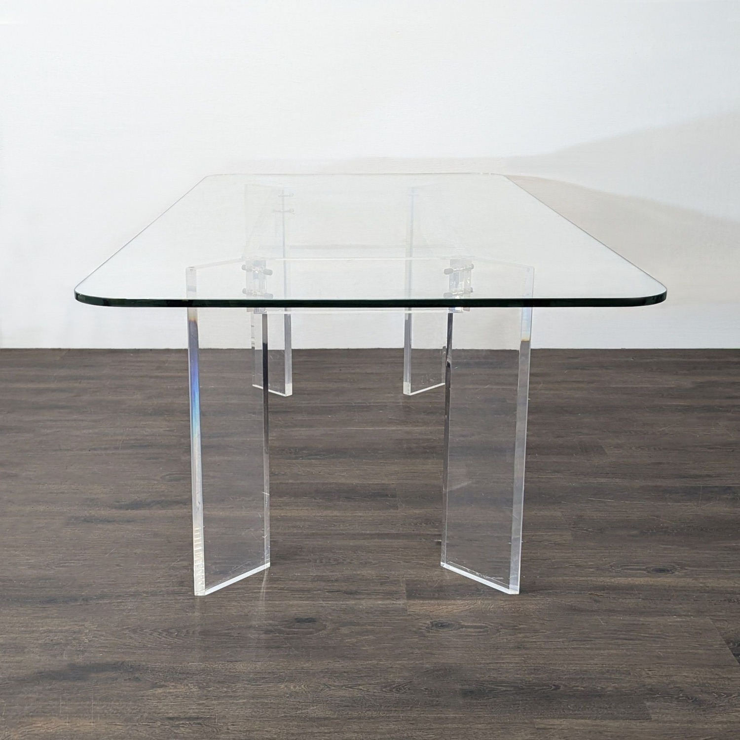 Glass Top Dining Table with Acrylic Legs	 - image-1