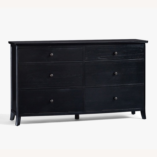 Used Pottery Barn Chloe Black Wood 6 Drawer Dresser for sale on AptDeco