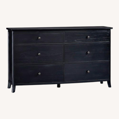 Used Pottery Barn Chloe Black Wood 6 Drawer Dresser for sale on AptDeco