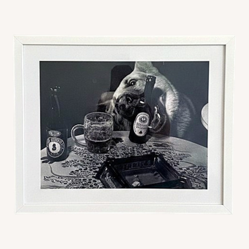 Used White Frame Print - Dog Acts as a Waiter for sale on AptDeco