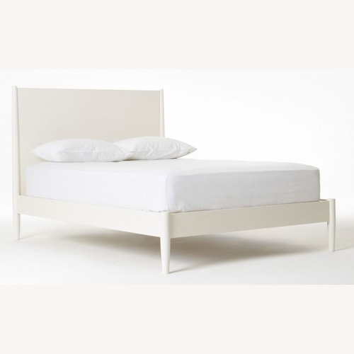 Used West Elm Mid-Century White Wood Bed Frame for sale on AptDeco