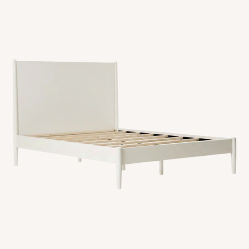 Used West Elm Mid-Century White Wood Bed Frame for sale on AptDeco