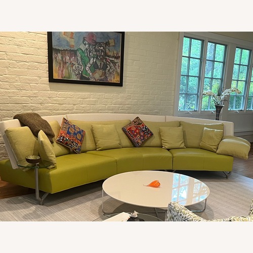 Used Green Leather 3+ Piece Sectional for sale on AptDeco