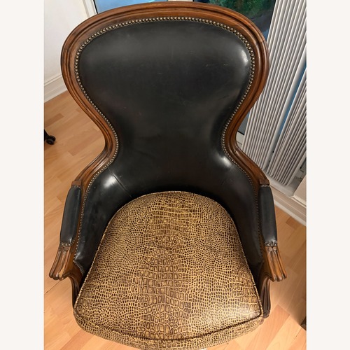 Used Louis XV Chair in Leather Black and Animal Print for sale on AptDeco