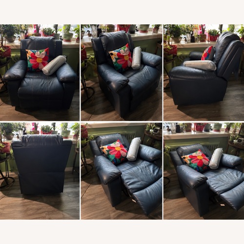 Used Blue Faux Leather Accent Chair for sale on AptDeco