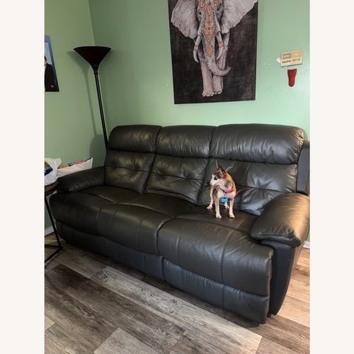 Used Grey Leather Sofa With Recliner for sale on AptDeco
