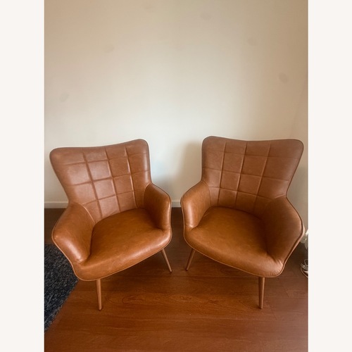 Used Yaheetech Light Brown Leather Dining Chairs for sale on AptDeco