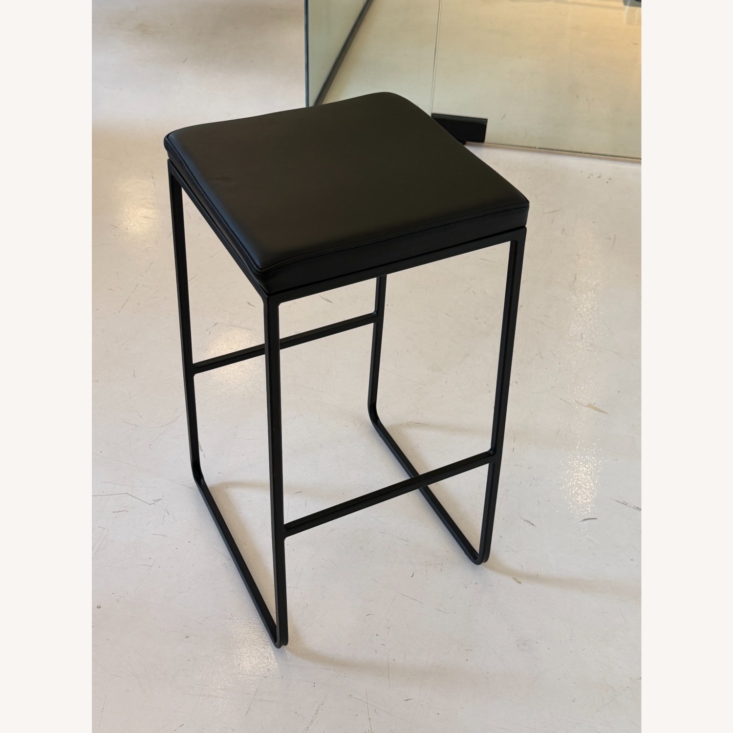 Pair of Room & Board Pistel Black Leather Stools - image-2